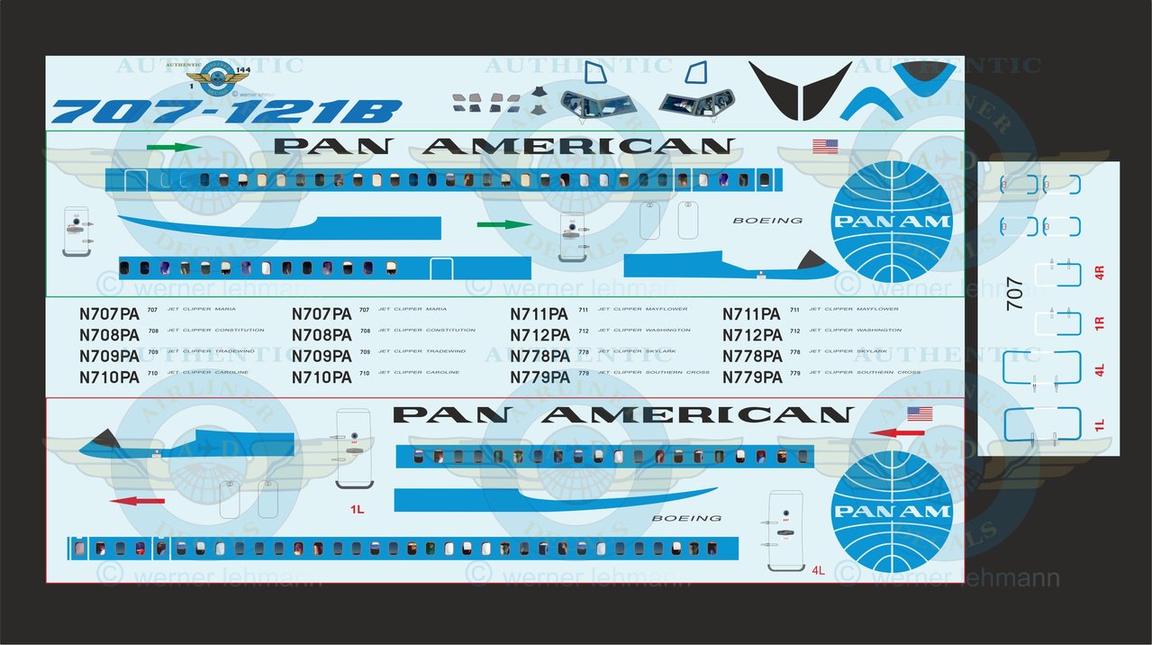 REVELL UNITED FLIGHT 707 OR  VERY RARE PAN AM DC-7C REPRODUCTION  DECALS ONLY 